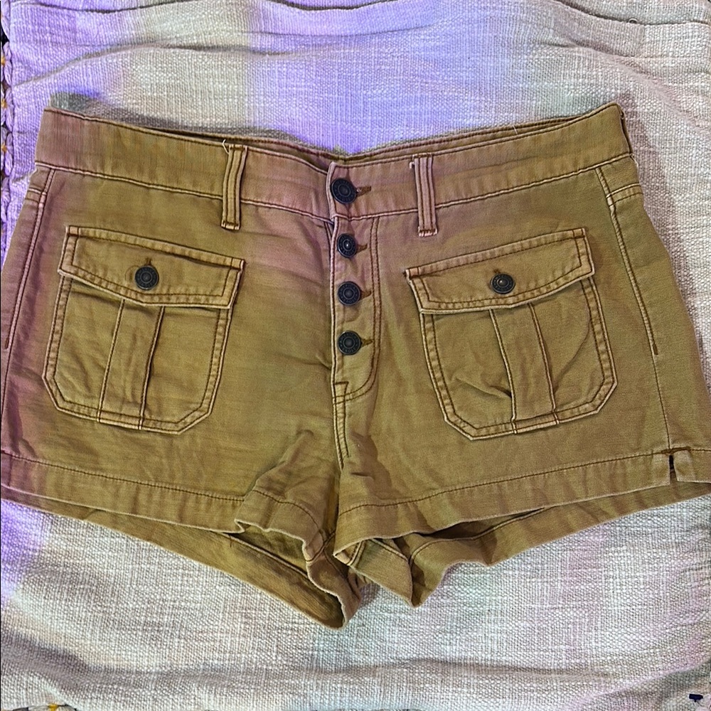 Women's Tan Button-Up Shorts